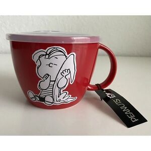 Peanuts Linus  & Blanket Thumb Sucking Soup Bowl Cup Mug Microwave Vented Lid